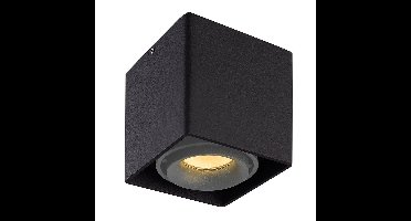 Dimbare LED Opbouwspot plafond Esto - Zwart met grijze afdekring - IP20 - kantelbaar - excl. GU10 lichtbron - voor droge ruimtes