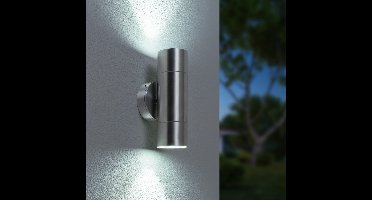 Dax LED Wandlamp - Dimbaar - 8 Watt 690 Lumen - 6500K Daglicht Wit - IP64 Waterdicht voor Binnen en buiten - GU10 Vervangbare lichtbron - Up & Down Light - RVS