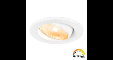 Malta LED inbouwspot - 5 Watt 480 lumen - Dim to warm - Rond - Kantelbaar - IP44 waterdicht - Wit - Incl. Quick Connector box - Wit
