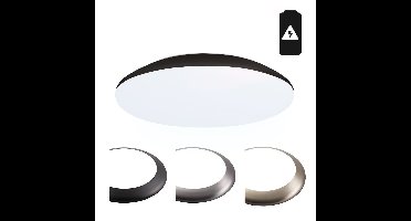 LED Bulkhead - Diameter 38cm - 25 Watt 2600 lumen - 6500K daglicht wit - IP65 waterdicht - Vandalismeproof - Met noodaccu - Voor binnen en buiten - Zwart