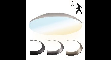 LED Bulkhead - Bewegingssensor - Ø38 cm - 25 watt - 2600 Lumen - 3 Lichtkleuren - CCT Switch - IP65 Waterdicht - IK10 - Chroom - Plafondlamp