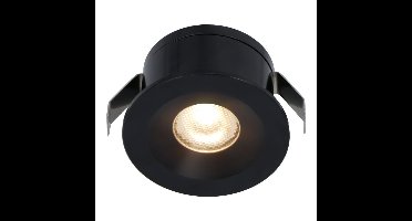 Cadiz Mini LED Inbouwspot - 12 Volt 3 Watt 200 lumen - 2700K warm wit - Dimbaar - Plat 26mm - IP44 waterdicht - Zwart