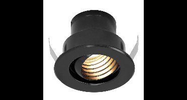 Medina Mini LED Inbouwspot - 12 Volt 3 Watt 150 lumen - 2700K warm wit - Dimbaar - Kantelbaar - Verzonken - Plat 35mm - IP44 waterdicht - Zwart