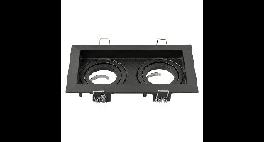 Durham Dubbel LED Inbouwspot - Kantelbaar armatuur - 10x18 cm - GU10 Fitting incl. lamphouder - Vierkant - IP20 voor binnen - Zwart