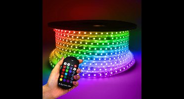 Glow60 RGB LED Strip 50 meter - IP65 waterdicht - Dimbaar - Buiten & Binnen - 60 LEDs/m - 400 Watt 30.000lm - SMD 5050 - IP65 waterdicht - Inkortbaar per meter