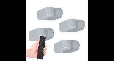 Set van 4 dimbare LED Wandlampen Dayton - grijs - 6 Watt 660 lumen - 3000K - Up & Down light - kantelbaar - IP54 waterdicht - Incl. dimmer met afstandsbediening