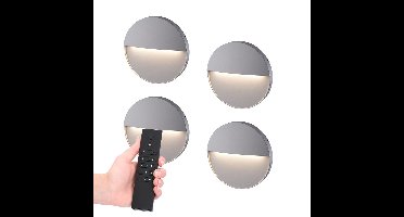 4x Gary LED Wandlamp - Dimbaar - Grijs - 6 Watt 280 lumen - 3000K warm wit - IP54 waterdicht - Incl. dimmer met afstandsbediening