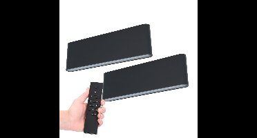 Set van 2 LED Wandlampen Dallas XL - Zwart - 3000K Warm wit - 24 Watt 2480 lumen - IP54 Waterdicht - Up & Down light - Incl. dimmer met afstandsbediening - Binnen & Buiten