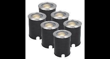 Set van 6 Lilly LED Grondspots - Dimbaar - Kantelbaar - GU10 - 4000K neutraal wit - 4 Watt 345 Lumen - Rond - IK10 - RVS - IP67 waterdicht