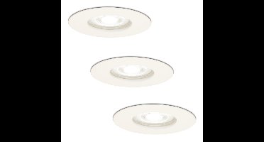 Set van 3 Bari LED inbouwspot - 4 Watt 345 Lumen - 6500K daglicht wit - GU10 - Dimbaar - Rond - IP64 Waterdicht - Wit - Voor binnen, buiten en badkamer