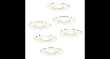 Set van 6 Bari LED Inbouwspots - 4 Watt 345 Lumen - 4000K neutraal wit - GU10 - Dimbaar - Rond - IP64 Waterdicht - Wit - Voor binnen, buiten en badkamer
