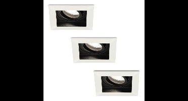 Set van 3 Durham vierkante LED inbouwspots - 4 Watt 345 Lumen - 6500K daglicht wit - GU10 - Dimbaar Kantelbaar - Voor binnen - Wit