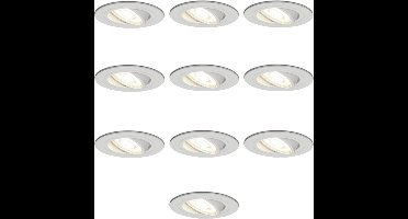 Set van 10 Pittsburg LED inbouwspots - 4 Watt 345 lumen - GU10 - 2700K warm wit - Dimbaar - Rond - Kantelbaar - Voor binnen - Wit