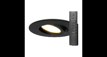 14x Napels inbouwspot - Zwart - Dimbaar - 360° Kantelbaar - 39mm inbouwdiepte - 8 Watt 570 lumen - 2700K warm wit - IP65 waterdicht - met dimmer en afstandsbediening