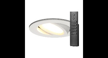 14x LED inbouwspots Rome - Wit - 6 Watt 500 lumen - Kantelbaar - Dimbaar - 2700K warm wit - IP44 Waterdicht - Inclusief afstandsbediening - Geringe inbouwdiepte