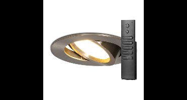 14x LED inbouwspots Rome - RVS - 6 Watt 500 lumen - Kantelbaar - Dimbaar - 2700K warm wit - IP44 Waterdicht - Inclusief afstandsbediening - Geringe inbouwdiepte