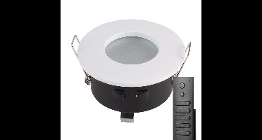 8x LED inbouwspots Barcelona - Wit - 4 Watt 345 lumen - 2700K warm wit - IP44 waterdicht - GU10 - Dimbaar - met dimmer en afstandsbediening - Voor badkamer