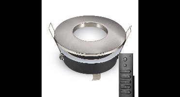 20x LED inbouwspots Vegas - Geborsteld aluminium - 4 Watt 345 lumen - 2700K warm wit - IP44 waterdicht - GU10 - Dimbaar - met dimmer en afstandsbediening - Voor badkamer