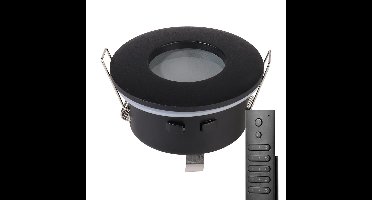 12x LED inbouwspots Porto - Zwart - 4 Watt 345 lumen - 2700K warm wit - IP44 waterdicht - GU10 - Dimbaar - met dimmer en afstandsbediening - Voor badkamer