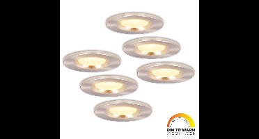 Set van 6 Venezia LED inbouwspots - 6 Watt 460lm - Dim to warm - Rond - Dimbaar - IP65 waterdicht - RVS - Voor binnen, buiten en badkamer