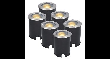 Set van 6 Lilly LED Grondspots - Dimbaar - Kantelbaar - GU10 - Rond - 2700K warm wit - 4 Watt 345 lumen - IK10 - RVS - IP67 waterdicht