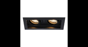 Durham Dubbel LED inbouwspot vierkant - 8 watt 690 lumen - 2700K Warm wit - GU10 - Dimbaar Kantelbaar - Voor binnen - Zwart