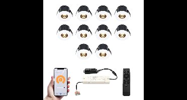 Set van 10 Betty Smart LED Mini Inbouwspots - Veranda spots - 12V 3W 140lm - Dimbaar - Wifi & Bluetooth - 2700K - IP44 waterdicht - Wit