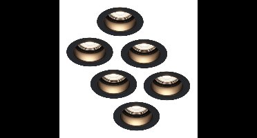 Set van 6 Mari LED inbouwspots verzonken - 4 Watt 345 Lumen - 4000K neutraal wit - GU10 - Dimbaar - Rond - IP64 Waterdicht - Zwart - Anti-glare
