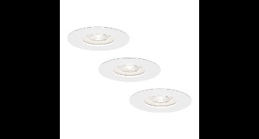 Set van 3 Bari LED inbouwspots extra plat 58mm - 3,8W 270lm - GU10 LED Module - 6000K daglicht wit - Dimbaar - Rond - IP65 waterdicht - Wit