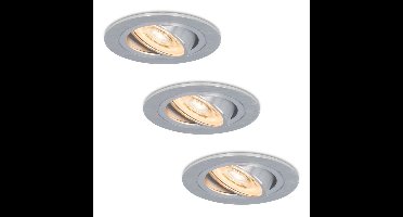 Set van 3 Chandler LED inbouwspots - 6W 570lm - GU10 LED Module - 2700K warm wit - Dimbaar - Kantelbaar - IP20 Voor binnen - RVS