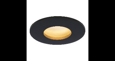 Porto - LED platte inbouwspots met lage inbouwdiepte 60mm - 6 Watt 570 Lumen - 2700K Warm wit - GU10 LED Module - Dimbaar - Rond - IP44 voor badkamer, buiten en binnen - Zwart