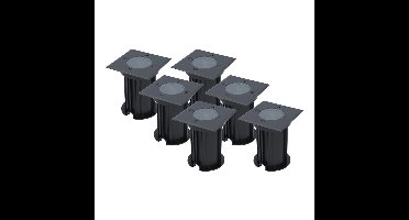 Set van 6 Ramsay LED Grondspots - Vierkant - Dimbaar - GU10 - Excl. Lichtbron - Tuinspot - Zwart - IP67 waterdicht - Overrijdbaar voor de Oprit, Tuin en Terras