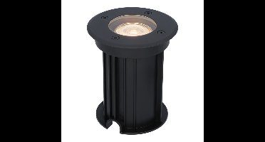 Maisy LED Grondspot Rond - Dimbaar - GU10 - 2700K warm wit - 4 Watt 345 lumen - Rond - Ø12cm - Tuinspot - Oprit - Zwart - IP67 waterdicht
