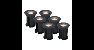 Set van 6 Maisy LED Grondspots Rond - Dimbaar - GU10 - 2700K warm wit - 4 Watt 345 lumen - Rond - Ø12cm - Tuinspot - Oprit - Zwart - IP67 waterdicht