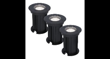 Set van 3 Maisy LED Grondspots Rond - Dimbaar - GU10 - 6500K daglicht wit - 4 Watt 345 Lumen - Rond - Ø12cm - Tuinspot - Oprit - Zwart - IP67 waterdicht