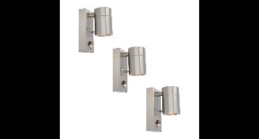 Set van 3 Mason Wandlampen - 4000K neutraal wit - Bewegingssensor en Schemerschakelaar - RVS - IP44 Waterdicht - Wandspot voor binnen en buiten