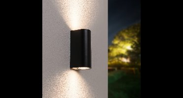 Douglas LED Wandlamp - Dimbaar - 8 Watt - 690 Lumen - 4000K neutraal wit - IP64 Waterdicht voor Binnen en buiten - GU10 Vervangbare lichtbron - Up & Down Light - Zwart