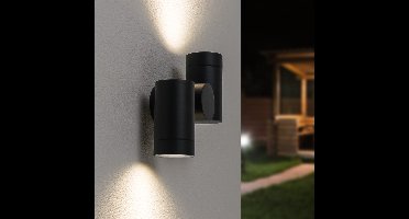 Silva - LED Wandlamp - IP64 Waterdicht - 8 Watt 690 Lumen - GU10 Fitting - 4000K Neutraal Wit - Dimbaar - Kantelbaar - Voor binnen en buiten - Up & Down Light - Zwart