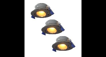 Set van 3 Lima LED inbouwspots - 4 Watt 345 lumen - 2700K Warm wit - GU10 - Dimbaar - Rond - Kantelbaar - IP65 Waterdicht - Zwart - Voor binnen, buiten en badkamer