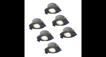 Set van 6 Lima LED inbouwspots - 4 Watt 345 Lumen - 6500K daglicht wit - GU10 - Dimbaar - Rond - Kantelbaar - IP64 Waterdicht - Zwart - Voor binnen, buiten en badkamer
