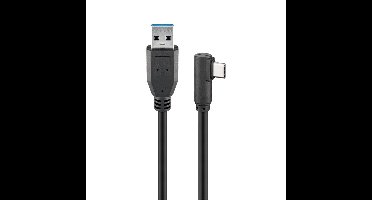 USB 3.2 GEN 1 (USB3.0) Aansluitkabel - USB-C naar USB-A - 5Gbit/s - USB adapter - OTG kabel - 90 graden - 2m - Zwart