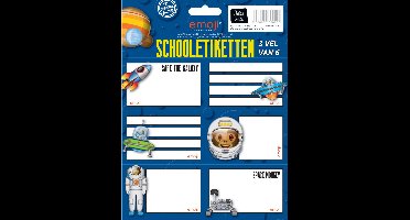 Emoji Space Monkey Schooletiketten - Set van 3 vellen