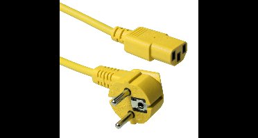 ACT AK5141 230V Stroomkabel Schuko CEE7/7 Male (Haaks)/C13 Geel - 1,2 meter