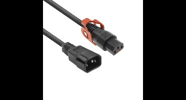 ACT AK5154 230V Stroomkabel C13 IEC Lock+/C14 Zwart - 1 meter