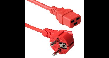 ACT AK5168 Netsnoer Schuko CEE 7/7 male (haaks) | C19 | Rood | 1,2 meter