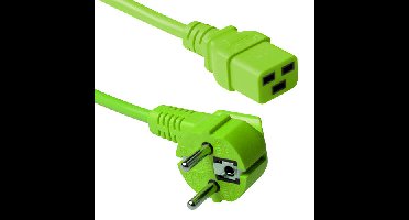 ACT AK5178 Netsnoer Schuko CEE 7/7 male (haaks) | C19 | Groen | 3 meter