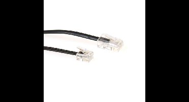 ACT TD5309 Zwarte Platte Telefoonkabel | RJ11 en RJ45 connectoren | Zwart | 5 meter
