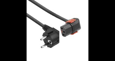 ACT AK5256 Netsnoer Schuko CEE 7/7 male (haaks) - C13 IEC Lock (onder haaks) | Zwart | 2 meter