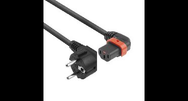 ACT AK5258 Netsnoer Schuko CEE 7/7 male (haaks) - C13 IEC Lock (links haaks) | Zwart | 1 meter