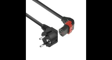 ACT AK5264 Netsnoer Schuko CEE 7/7 male (haaks) - C13 IEC Lock (boven haaks) | Zwart | 1 meter